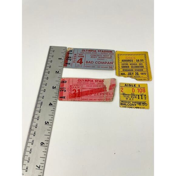 Lot of 4 Original Led Zeppelin Bad Company 1975 Concert Ticket Michigan Masonic - Picture 2 of 7
